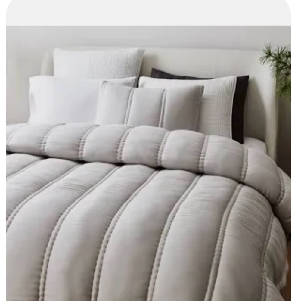 West Elm Gray Quilted Comforter Modern Bedding